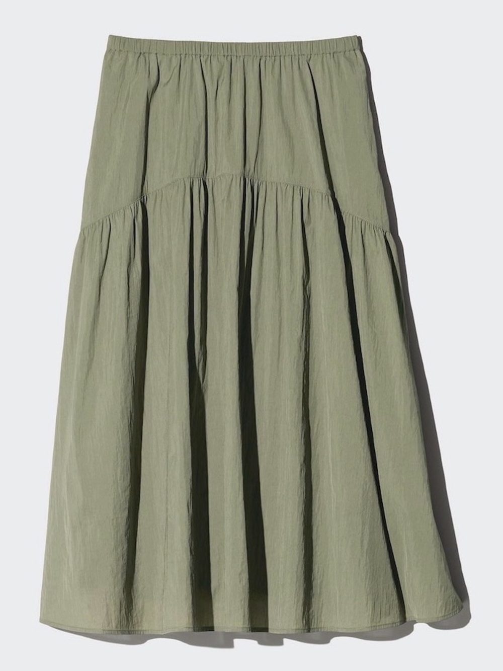 UNIQLO Green Tiered Midi Skirt